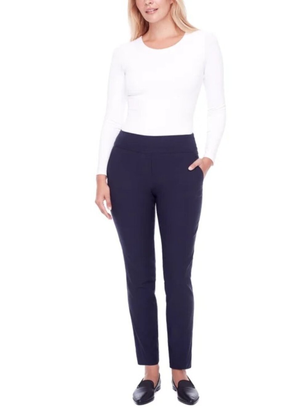 ✨ Navy Pull-On Ankle Pants Women’s XS Stretch Career Trouser